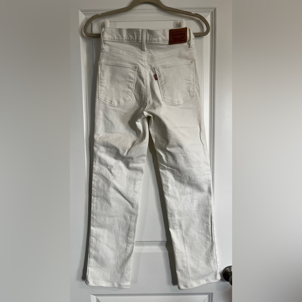 Levi Slimming Straight High Waisted White Jeans